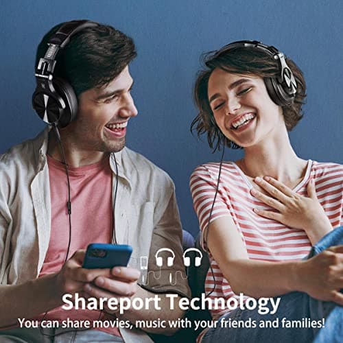 OneOdio A71 Hi-Res Studio Recording Headphones - Wired Over Ear Headphones with SharePort, Professional Monitoring & Mixing Foldable Headphones with Stereo Sound (Black) — view 4