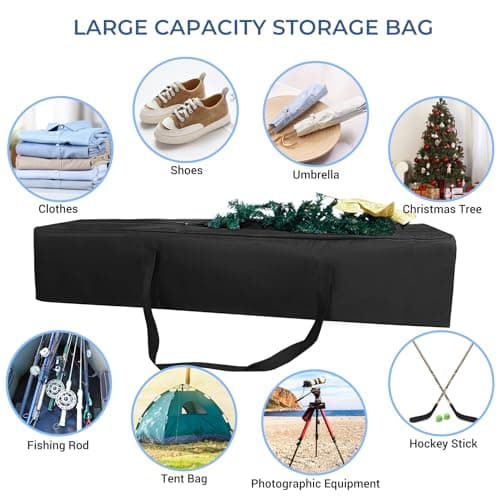 INFANZIA 36L Long Duffel Bag- 45 Inch Tripod Carrying Case Bag with Upgraded Zipper, Foldable Storage Bag for Fishing Pole, Tripod, Tent, Microphone Stands, Sturdy & Water Resistant, 45x7x7 in, Black — view 3