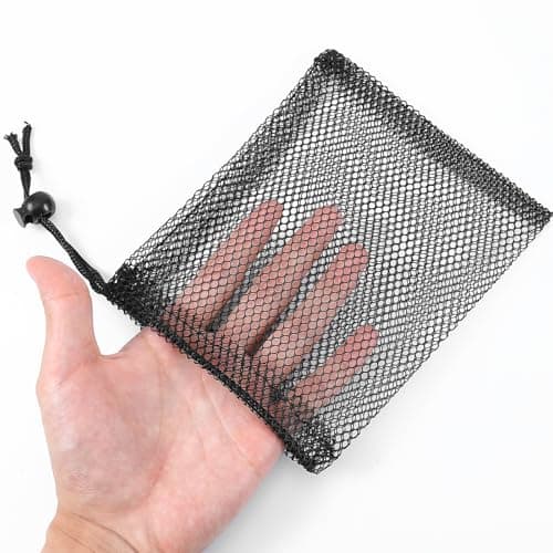 Sibba 6 PCS Small Mesh Bags with Drawstring 20x15 cm Black & White — view 6