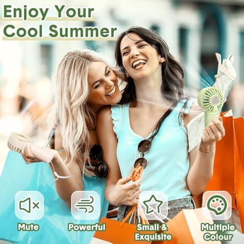 Portable Handheld Fan,4 pack Colorful Mini Hand Fan Battery Operated Personal Portable Fans Pocket Design For Travel/Summer/Outdoor/Makeup/Party,Gifts For Kids Girls Women Men — view 5