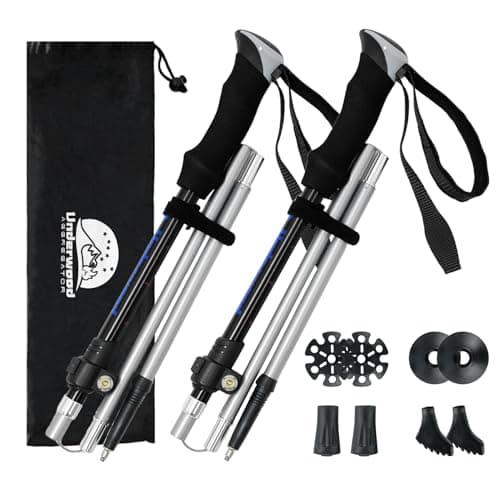 UnderwoodAggregator Collapsible Walking Sticks - 2 Pack Foldable Hiking Poles for Women and Men,Lightweight Aluminum HikingPoles, Adjustable Nordic WalkingPoles for Hiking, Backpacking, and Trekking