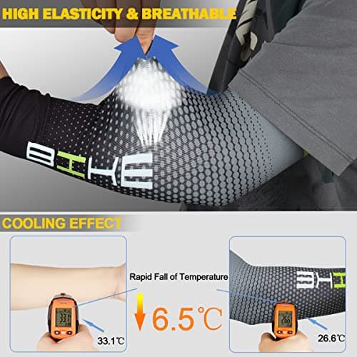 beister UV Sun Protection Cooling Compression Sleeves Arm Sleeves Men Women Sports (Medium, Black) — view 4