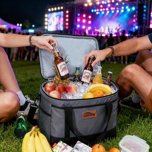 Goutime 26L Insulated Lunch Cool Bag, Waterproof Leakproof Tote (Grey) — view 3