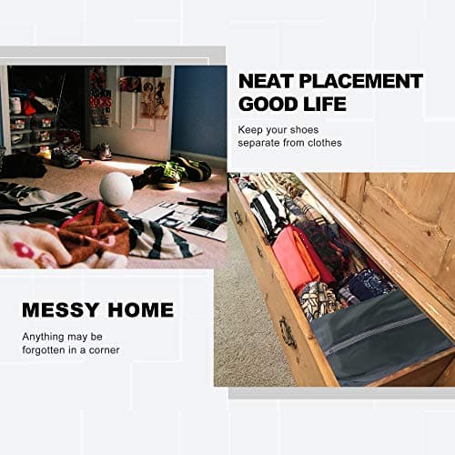 BeeGreen 6 Packs Shoe Organizer Shoe Bags for Travel with Zipper Closure, Shoe Storage Organizer with Handle Travel Bags, Black, Gray, Old Blue, Rose Red, Moss Green, Wine Red, Black, Gray, Old Blue, — view 6