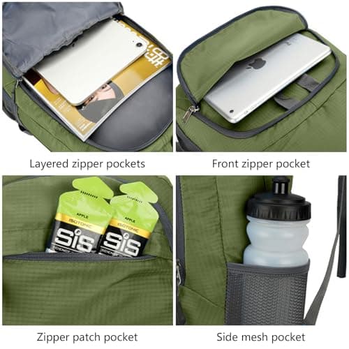 Mayoii Foldable Lightweight Backpack for Mens & Women – 35L Waterproof Rucksack for Mens & Women, Rucking Daypack for Outdoor Sports Hiking Travel Camping (Green) — view 6