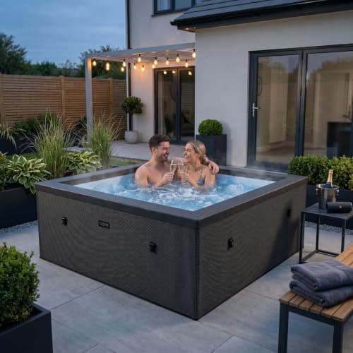 Wave Garda 4 Person Eco Foam Hot Tub | Portable Outdoor Spa with Integrated Heater, 40°C Rapid Heating & WiFi App Control | 70 BubbleJet Massage, FrostFree | Charcoal Black | Standard — view 2