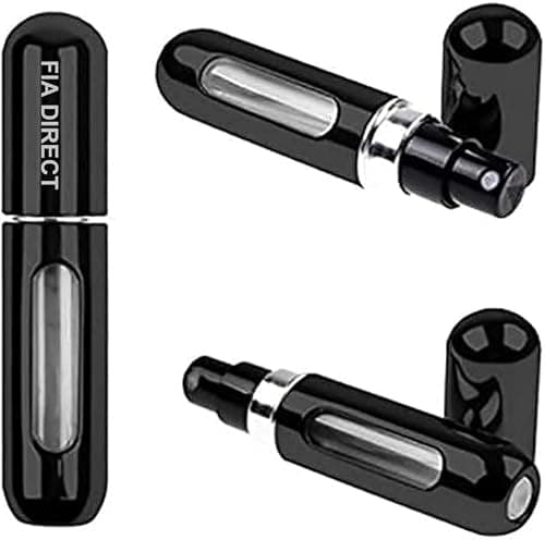 Fia Direct 6ML Perfume Atomiser Aftershave Travel Refillable Bottle Portable Handbag Spray-Nicotine Free (Black)
