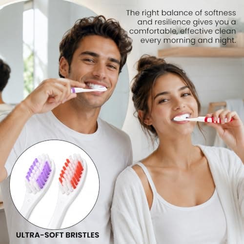2Pcs Folding Toothbrush, Portable Travel Toothbrush Set, Lightweight Soft Tooth Brush for Travel, Camping, Hiking, Office (Purple & Red) — view 5