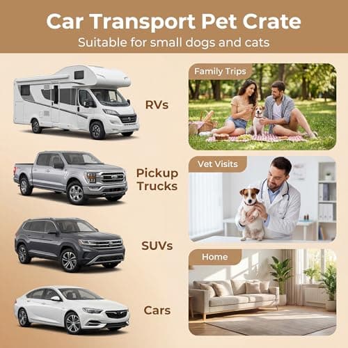 GYMAX Travel Dog Crate, Aluminum Dog Transport Box with Lockable Door & Trapezoidal Design, Chew-proof Puppy Cage for Camping Truck (69.5 x 54 x 50.5 cm,without Removable Divider) — view 2