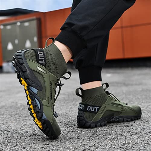 Outdoor Hiking Shoes Men's Summer Breathable Outdoor Walking Shoes Black Non-Slip Sports Shoes Sporty for Walking Walking Shoes Lightweight Fitness Shoes, Army Green, 10 UK — view 4