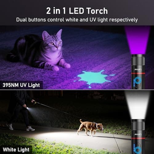 LED Torch/UV Torch Rechargeable 2 in1,Laitver 2000L Super Bright Flashlight — view 2