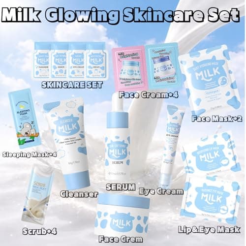 Milk Skin Care Sets & Kits - Milk Beauty Gift Sets for Teenage Girls - Teenage Girls Gifts - Facial Kits for Women - Travel Skincare Set Daily Face Care - Deep Hydrating Smoothing 28PCS (Milk-28PCS) — view 2