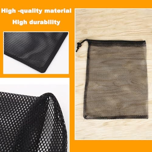 10PCS Compact Black Nylon Mesh Pouches with Drawstrings – 15x20cm Mini Travel Organizers, Breathable Storage Sacks for Essentials — view 4
