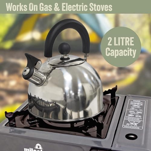 Milestone Camping 2L Whistling Camping Kettle/Durable and Lightweight/Pouring Spout and Heat-Resistant Handle/Stainless Steel/Ideal for Camping, Fishing, Workshops and Garages 65580 — view 5