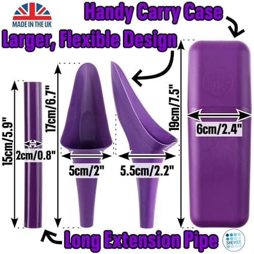 SHEWEE Flexi + Case – The Original Female Urinal – Made in the UK – Reusable & Portable Urination Device. Festival, Camping, Car, Hiking Essentials for Women. Stand to Pee Funnel – Purple — view 6