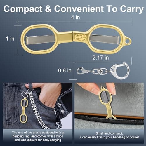2 Pcs Folding Stainless Steel Portable Mini Small Travel Scissors, Safety Foldable Pocket Badge Nursing Scissors with 2 Keychain for Travel, Home, Office, Craft, Sewing (Gold) — view 2