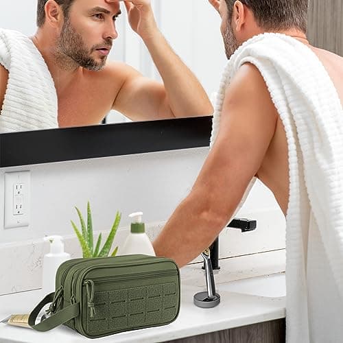 QT&QY Tactical Toiletry Bag for Men Hygiene Bag EDC Military Tool Molle Pouches Small Dopp Kit Mens Shaving Kit Travel Shower Bags with UK Patch — view 6