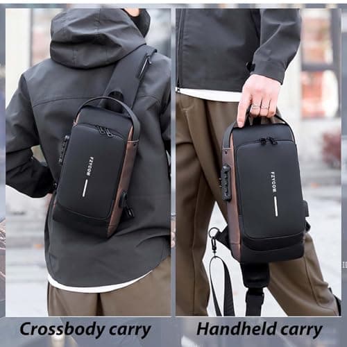 FZYCOM Sling Crossbody Bag, Anti Theft Cross Body Bag, Small Backpacks for Men Women, Men's Handbags & Shoulder Bags, Travel Hiking Daypack for Phones, Pads, power bank, keys, glasses, Credit Cards — view 2
