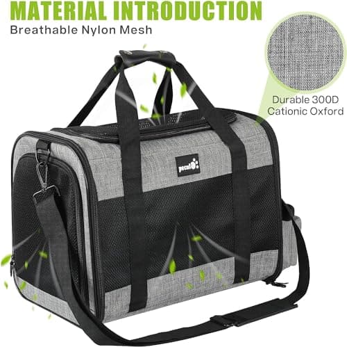 pecute® Cat Carrier Large, Breathable Pet Carrier Bag, Dog Carrier L, Grey — view 4