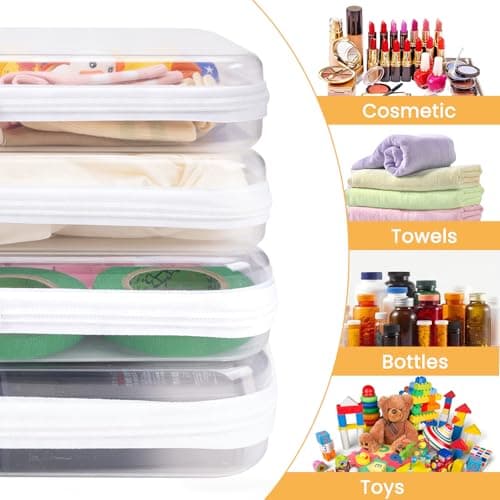 4Pcs Hard Transparent Zipper Storage Pouches Travel Organiser, 2M + 2L — view 3
