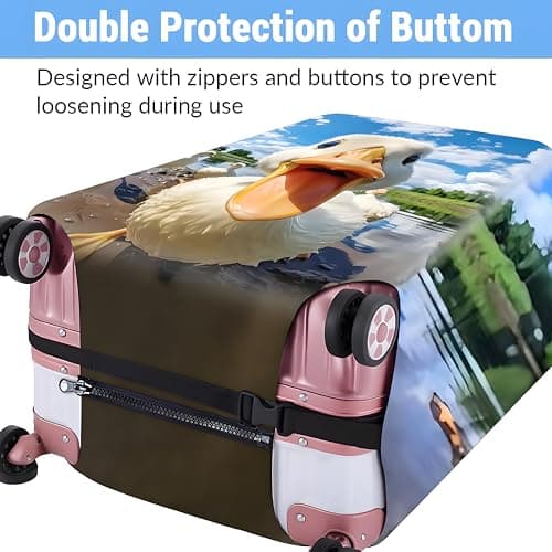 Fansu Elastic Suitcase Cover Protectors, 3D Duck Animal Printed Luggage Cover for Suitcase, Medium Washable Travel Trolley Cover for 22-25 inch — view 3