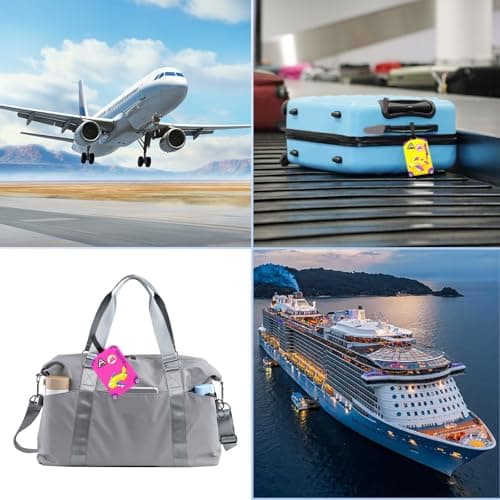5 Pcs Luggage Tags,Colourful Suitcase Tags with Name ID Card,Silicone Luggage Tag- Perfect for Travellers — view 5