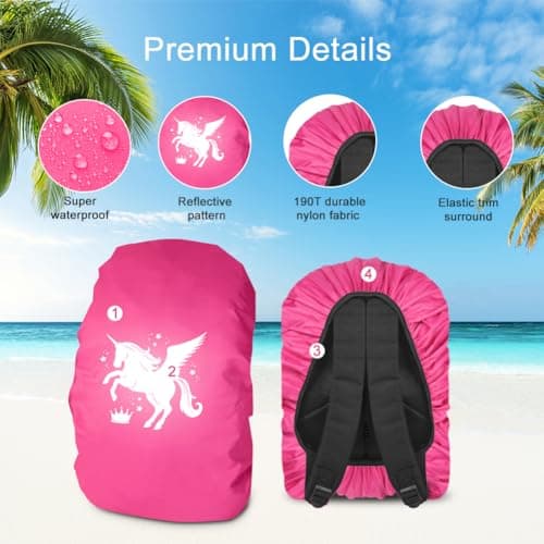 flintronic Waterproof Rain Cover for Backpack, Unicorn Reflective Rucksack Cover,Unicorn School Bag Waterproof Cover, High Visibility Backpack Cover, Anti-dust, Foldable for Girls, Children — view 4