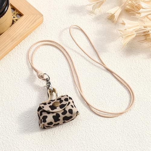 Sturdy Leather Necklace Pouches for Earphone and Coin Storage Small Long Designs for Fashionable Women Ladies Everyday Travel Necklace, M, as described, as described — view 4