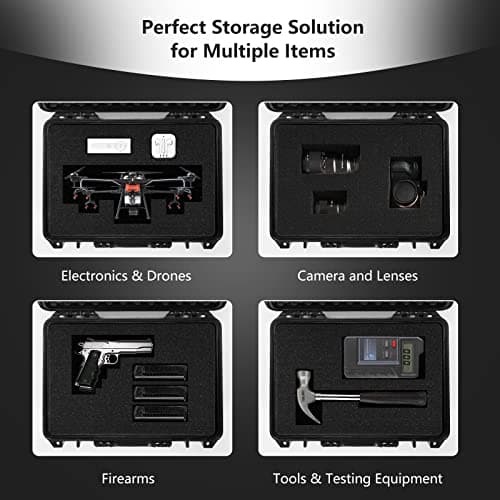 COSTWAY Portable Waterproof Hard Case, Compact Camera Case with Customizable Fit Foam, Dustproof Protective Tool Box for Electronics, Drones, Camera and Lens (Black, 18 Inch, 45x34x18cm) — view 3