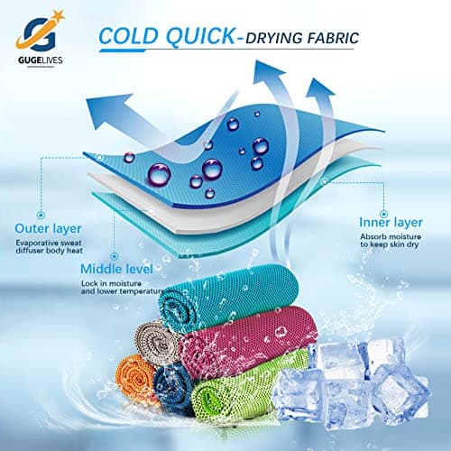 GUGELIVES [6 Pack Cooling Towel, Ice Sports Towel, Cool Towel for Instant Cooling,for Yoga, Travel, Golf, Gym,Camping, Fitness, Running, Workout & More Activities (35"x12") — view 2