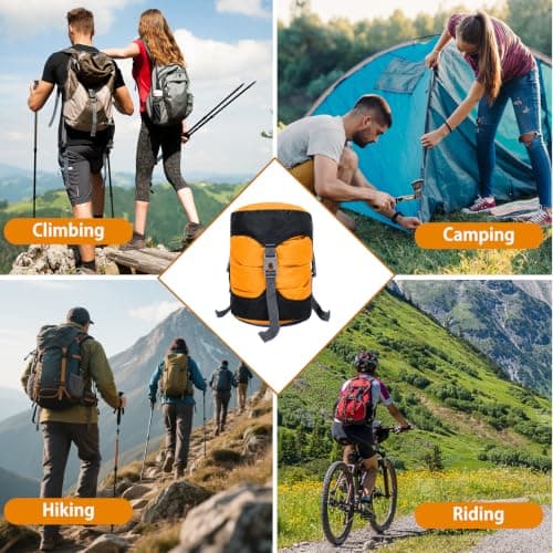 Guerity Compression Stuff Sack,Waterproof Sleeping Bag Compression Sack, 11L/18L/30L/ Outdoor Storage Bag Stuff Sack for Camping Hiking Backpack (Orange, 18 L) — view 4