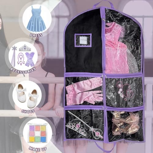 RIDESAIPU Costume Garment Bags for Dancers,Clothes Covers Protector Bags for Travel,Suits,Costume,Cheer Uniform,Cosplay 40" x 24"(Purple,2 Pack) — view 4