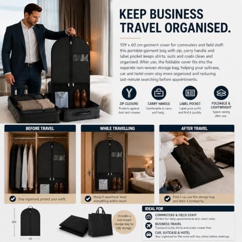 Men’s Suit Garment Bag, Business Travel Garment Bag for Men, Suit Bag for — view 6