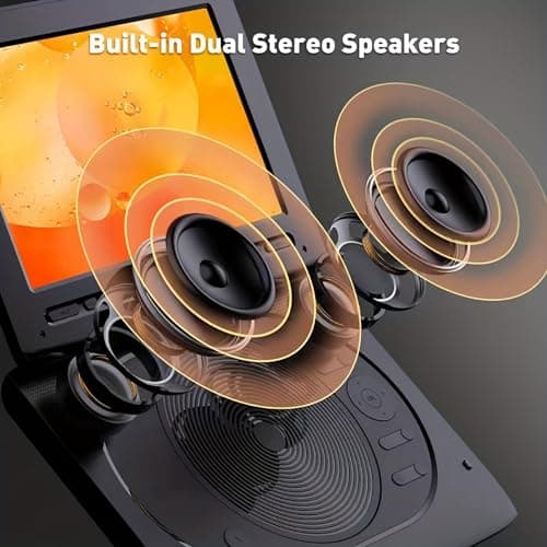 Portable DVD Player, 10.5" Large HD Screen, Free Rotation, Power Outage Memory+Sync TV/Projector, Support DVD/SD/USB, Kids Travel Entertainment,Black — view 6
