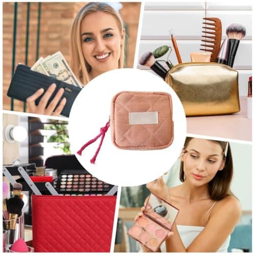 Small Cosmetic Bag Portable Multipurpose Square Check Design — view 4