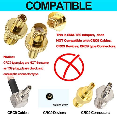 YILIANDUO SMA 4G Antenna Adapter TS9 Male to SMA Female Connector, 2-Pack — view 5