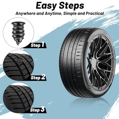 20 pcs Tyre Repair Kit, Puncture Repair Kit with Screwdriver, Self-Service Rubber Nails Tool, Emergency Car Puncture Repair Kit for Bike Motorbike Bicycle Flat Tire Plug (10S/10L) — view 3