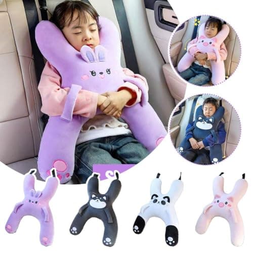 Car Pillow for Kids, H-shaped Neck And Back Comfort, Cozy Neck Head Support Sleeping Headrest for Travel, Hands & Seat Belt Slot, Washable And Compressible, Perfect for Car,Plane,Train,Boat & More — view 6