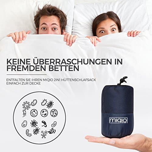MIQIO 2-in-1 Sleeping Bag Liner and Lightweight XL Size Double Travel Bed Sheet — view 2