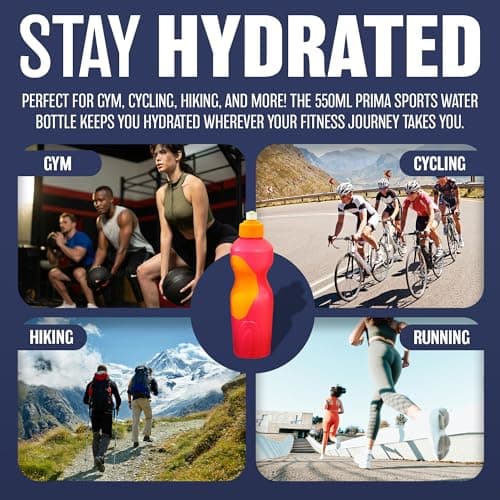 4 x 550ML PRIMA SPORTS WATER BOTTLE GYM DRINKS SCHOOL HOME OFFICE HYDRATION CYCLING HIKING RUNNING Drinking JOGGING Adults Children Kids Daily Use Fitness Outdoor BPA FREE PLASTIC Non-Toxic UK — view 3