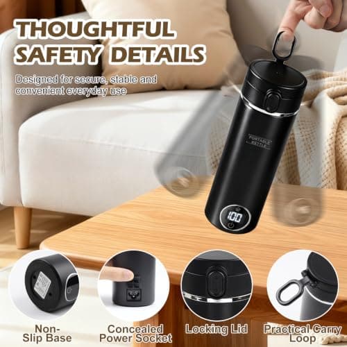 Portable Travel Kettle 500ml, Electric Kettle with 6 Temperature Settings — view 5