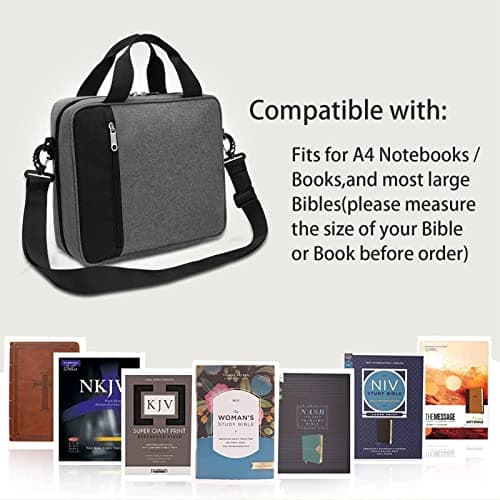 HINAA Bible Cover A4 Book Bags With Handle And Zippered Pocket, Bible Case Church Bag Travel Document Organizer, For Men Women Father Kids — view 4