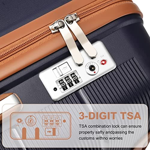 British Traveller 28 Inch Large Suitcase Lightweight PP Hard Shell Luggage Durable 23kg Check in Hold Travel Case with TSA Lock (Navy) — view 5