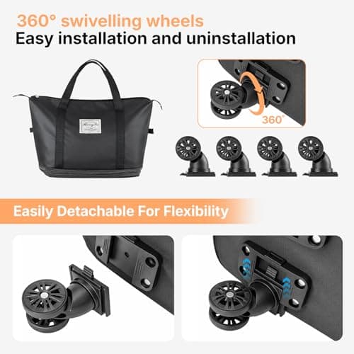 GREENSAPPIRE Travel Bag Travel Duffle Bag with Removable Wheels Expandable — view 4