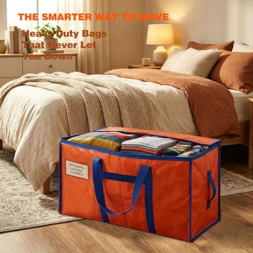 Colist 6 Pack 90L Moving Bags, Heavy Duty Clothes Storage Boxes Orange — view 4