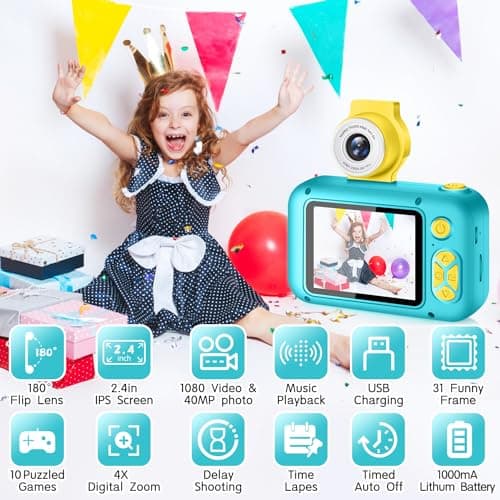 ARNSSIEN Kids Camera with Video,180° Flip Lens, 2.4" Selfie Camera for Kids — view 2