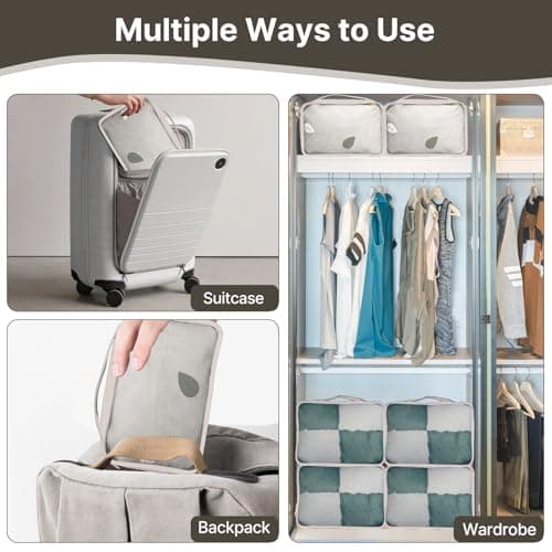 Large Packing Cubes 5 PCS, 40x30x12CM Suitcase Organiser Bags With Foldable 40x20x25 Carry On Travel Bag, Mesh Packing Cubes For Suitcases Travel Storage Set (Greige, 5 x L) — view 3
