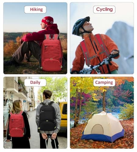 MRPLUM 30L Rucksack Foldable Ultralight Packable Backpack,Red — view 6