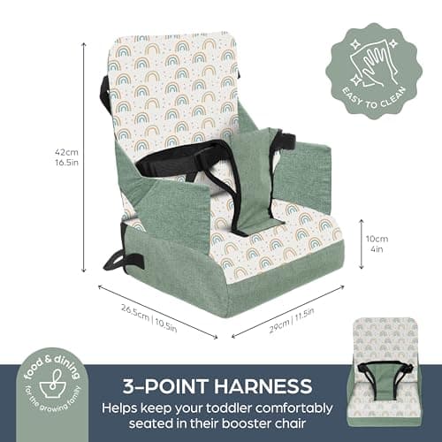 Dreambaby Grab ‘N Go Kids Booster Seat – Portable Travel Toddler High Chair for Dining (6M-3Y) with Storage & Shoulder Strap – Lightweight and Compact — view 3