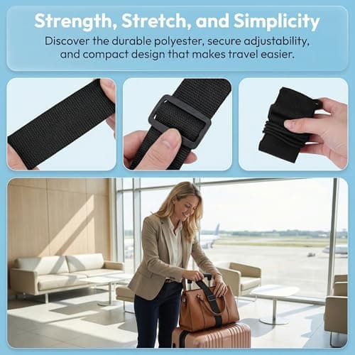 4 Pack Adjustable Elastic Luggage Straps for Suitcases — view 3
